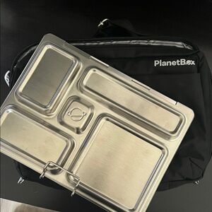 PlanetBox Stainless Steel Lunchbox with Black Bag